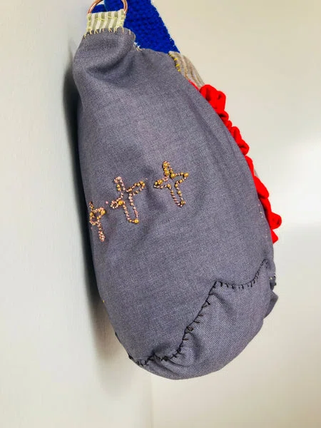 Bag 手縫いのバッグ 布製 トートバッグ スローファッション ハンドメイド 2408 - Billede 2