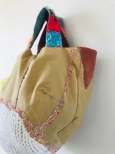 Bag 手縫いのバッグ 布製 スローファッション ハンドメイド 1897 - Billede 3