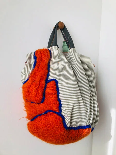Bag 手縫いのバッグ 布製 トートバッグ スローファッション ハンドメイド 2381 - Billede 2
