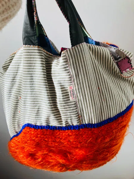 Bag 手縫いのバッグ 布製 トートバッグ スローファッション ハンドメイド 2381 - Billede 5