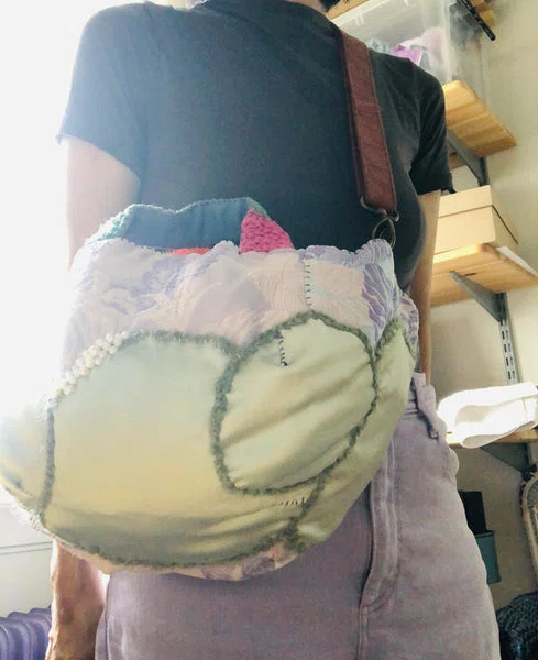Bag 手縫いのバッグ 布製 トートバッグ スローファッション ハンドメイド 2238 - Billede 10
