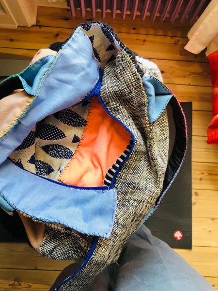 Bag 手縫いのバッグ 布製 トートバッグ スローファッション ハンドメイド 2264 - Billede 11