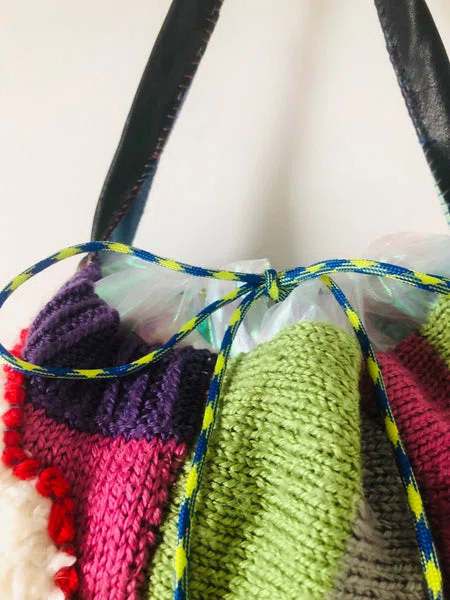 Bag 手縫いのバッグ 布製 巾着バッグ スローファッション ハンドメイド 2309 - Billede 3