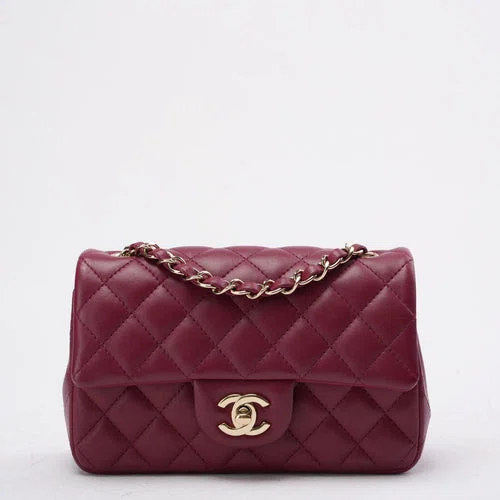 Chanel Bordeauxrød Mini Klassisk Flap Taske 2021
